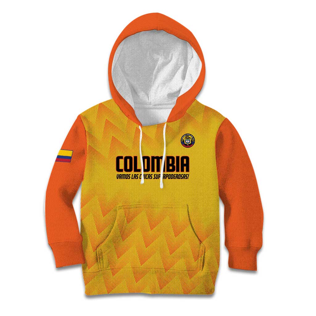 Custom Colombia Football Kid Hoodie 2025 Las Chicas Superpoderosas - Yellow Version - Wonder Print Shop