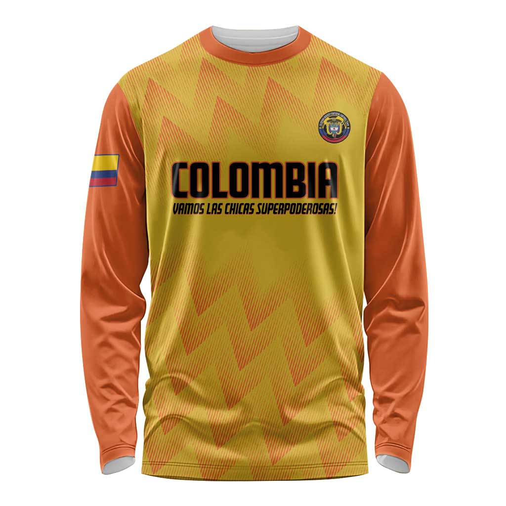 Custom Colombia Football Long Sleeve Shirt 2025 Las Chicas Superpoderosas - Yellow Version - Wonder Print Shop