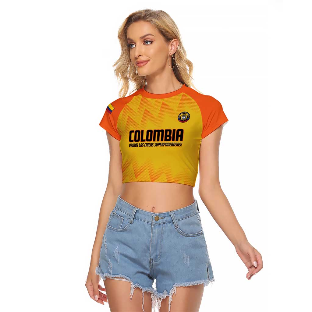 Custom Colombia Football Raglan Cropped T Shirt 2025 Las Chicas Superpoderosas - Yellow Version - Wonder Print Shop