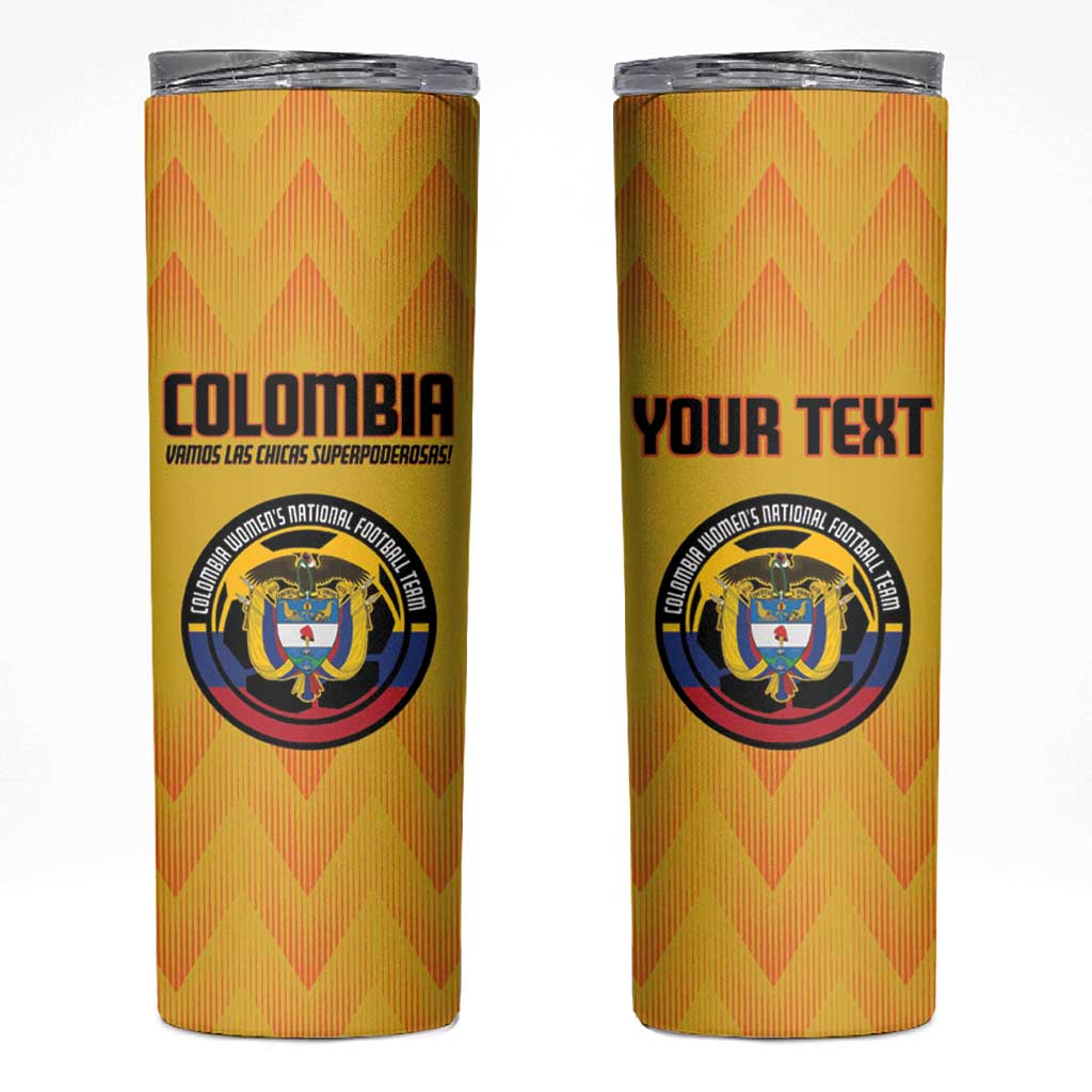 Custom Colombia Football Skinny Tumbler 2025 Las Chicas Superpoderosas - Yellow Version