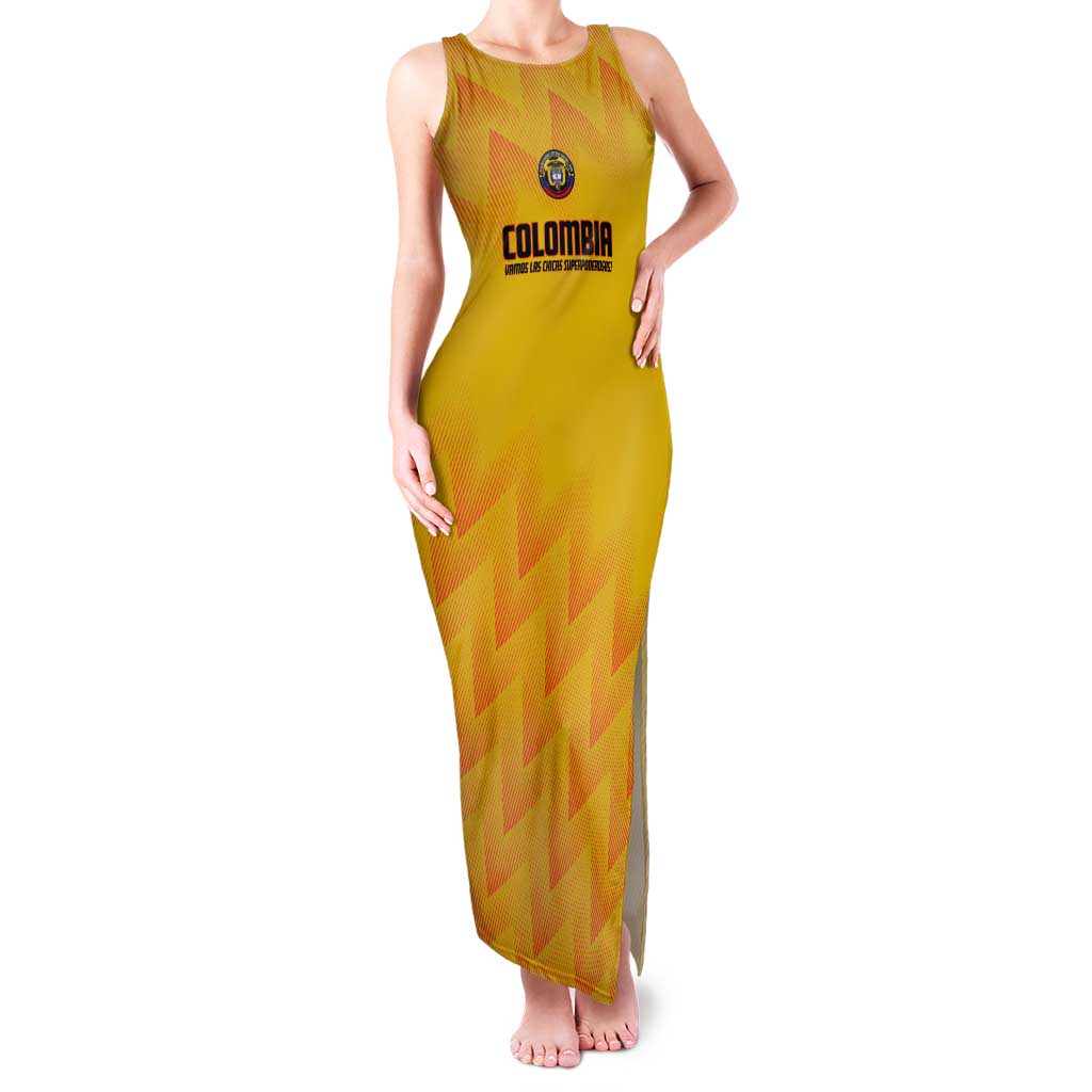 Custom Colombia Football Tank Maxi Dress 2025 Las Chicas Superpoderosas - Yellow Version - Wonder Print Shop