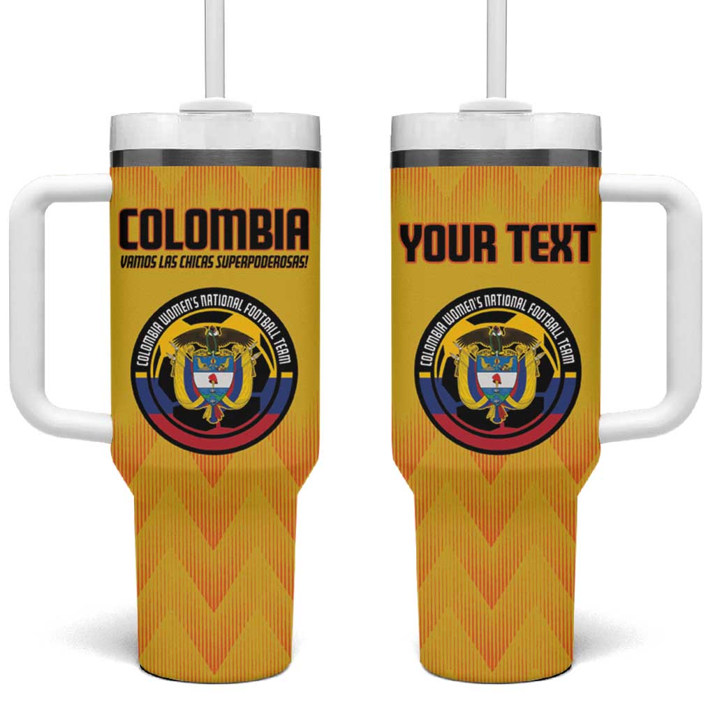 Custom Colombia Football Tumbler With Handle 2025 Las Chicas Superpoderosas - Yellow Version