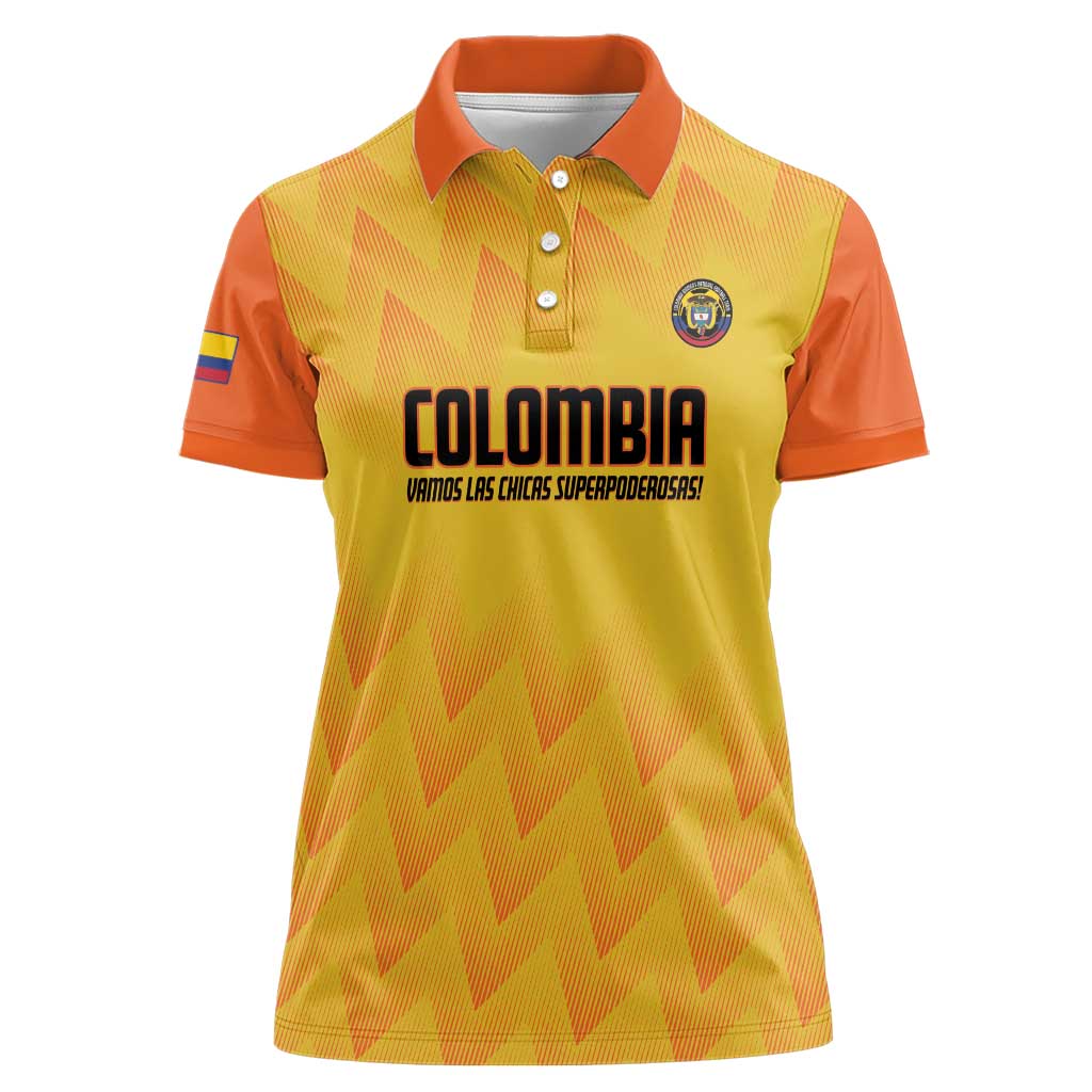 Custom Colombia Football Women Polo Shirt 2025 Las Chicas Superpoderosas - Yellow Version - Wonder Print Shop