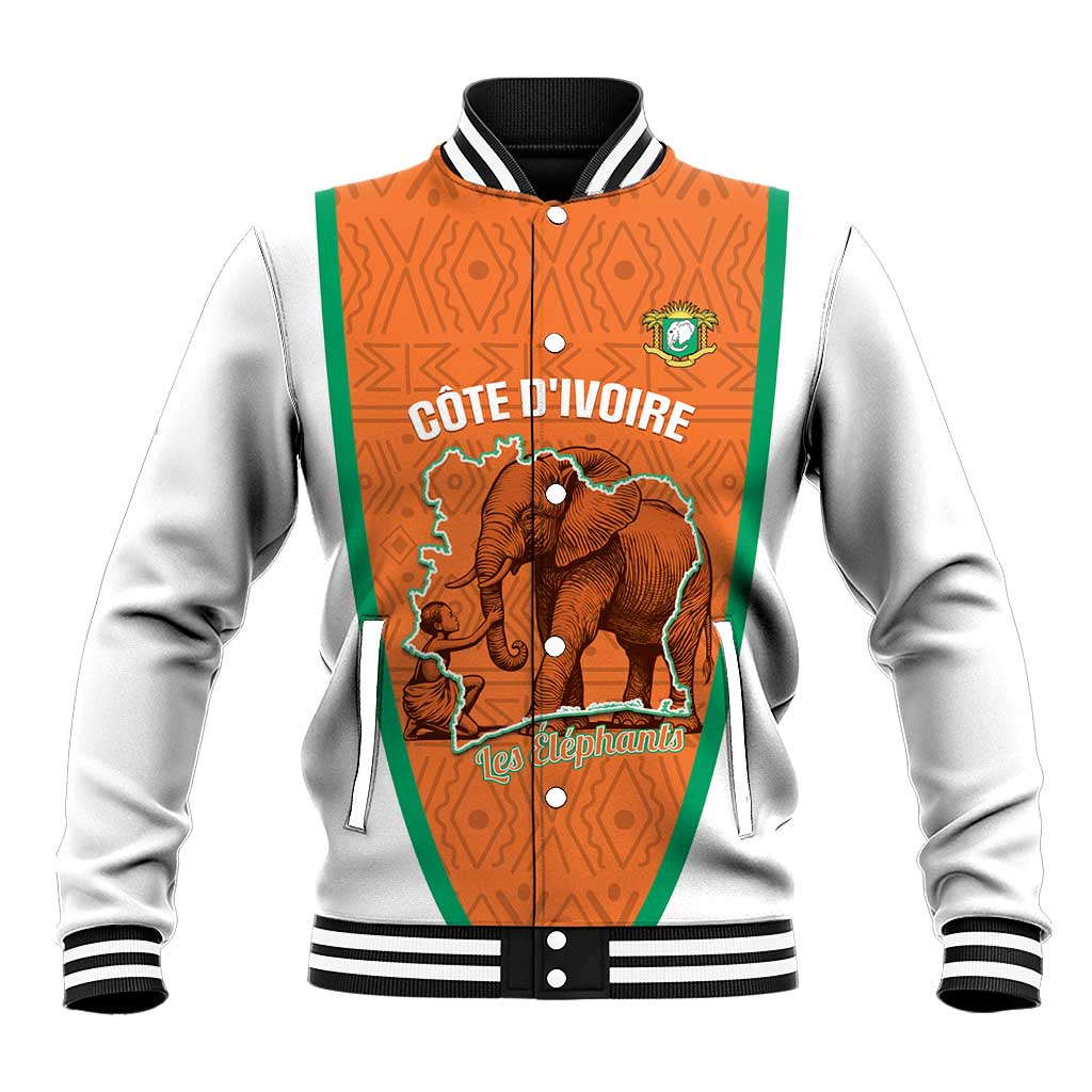 Custom Ivory Coast Football Baseball Jacket 2026 Cote d'Ivoire Les Elephants Orange Version - Wonder Print Shop