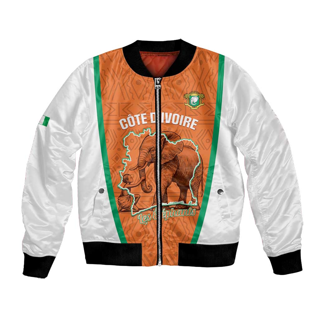 Custom Ivory Coast Football Bomber Jacket 2026 Cote d'Ivoire Les Elephants Orange Version - Wonder Print Shop