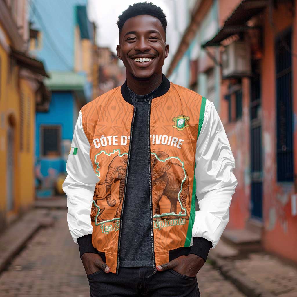 Custom Ivory Coast Football Bomber Jacket 2026 Cote d'Ivoire Les Elephants Orange Version - Wonder Print Shop