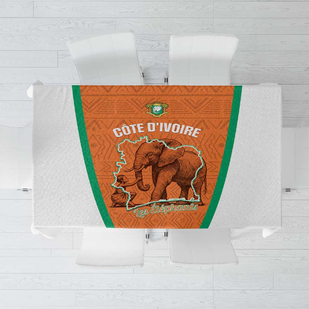 Ivory Coast Football Tablecloth 2026 Cote d'Ivoire Les Elephants Orange Version - Wonder Print Shop