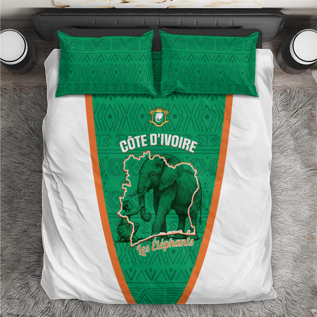 Ivory Coast Football Bedding Set 2026 Cote d'Ivoire Les Elephants Green Version - Wonder Print Shop