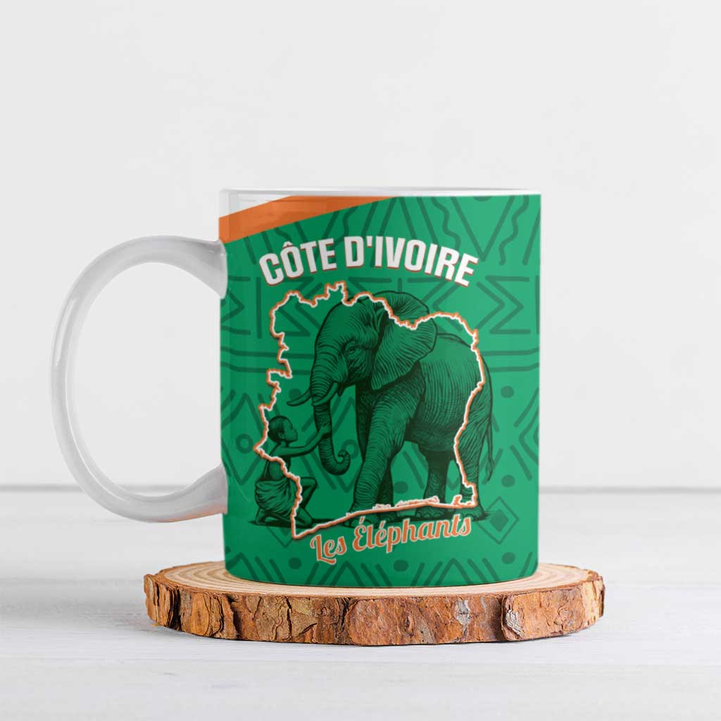 Custom Ivory Coast Football Ceramic Mug 2026 Cote d'Ivoire Les Elephants Green Version - Wonder Print Shop
