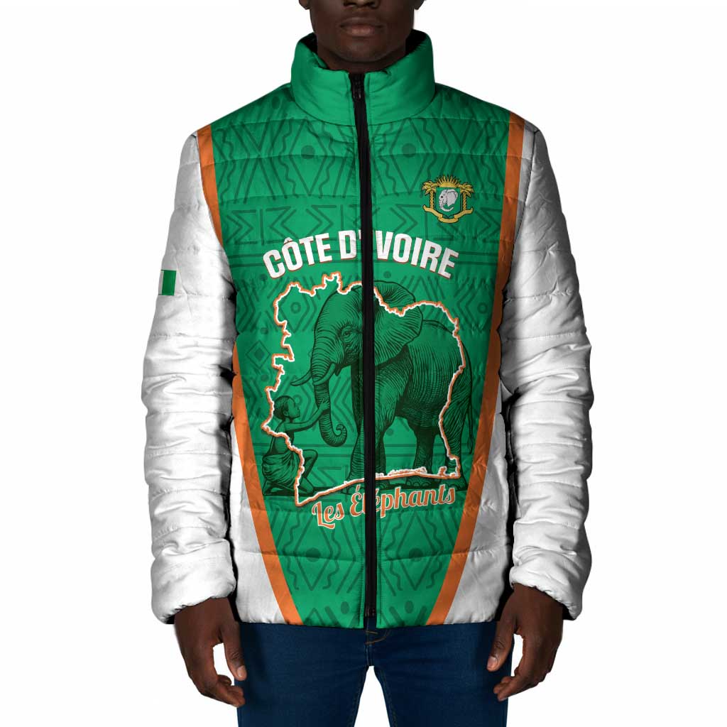 Custom Ivory Coast Football Padded Jacket 2026 Cote d'Ivoire Les Elephants Green Version - Wonder Print Shop