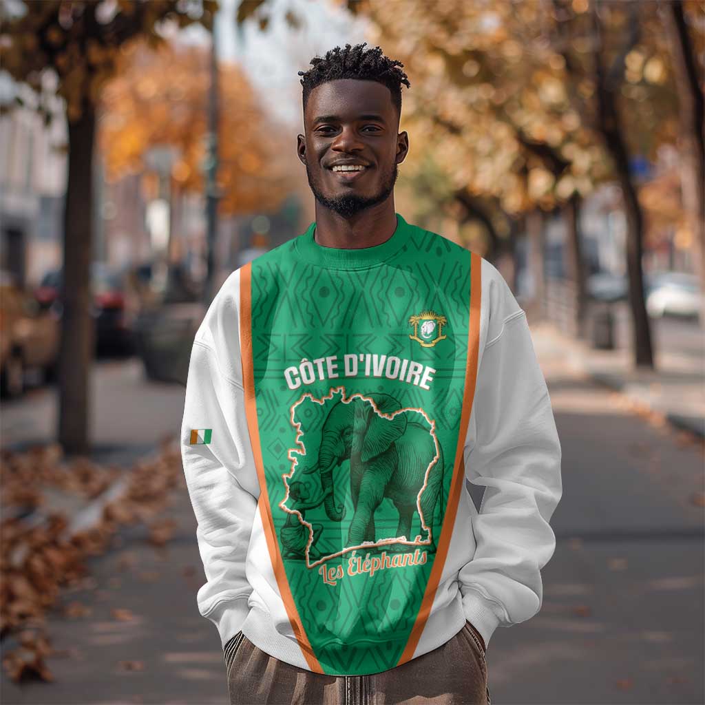 Custom Ivory Coast Football Sweatshirt 2026 Cote d'Ivoire Les Elephants Green Version - Wonder Print Shop
