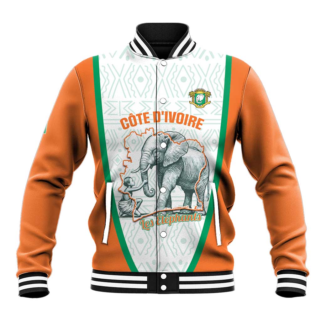 Custom Ivory Coast Football Baseball Jacket 2026 Cote d'Ivoire Les Elephants White Version - Wonder Print Shop