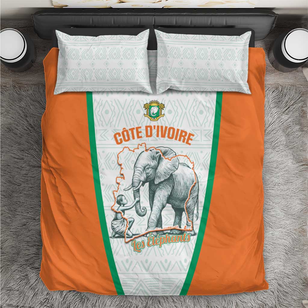 Ivory Coast Football Bedding Set 2026 Cote d'Ivoire Les Elephants White Version - Wonder Print Shop