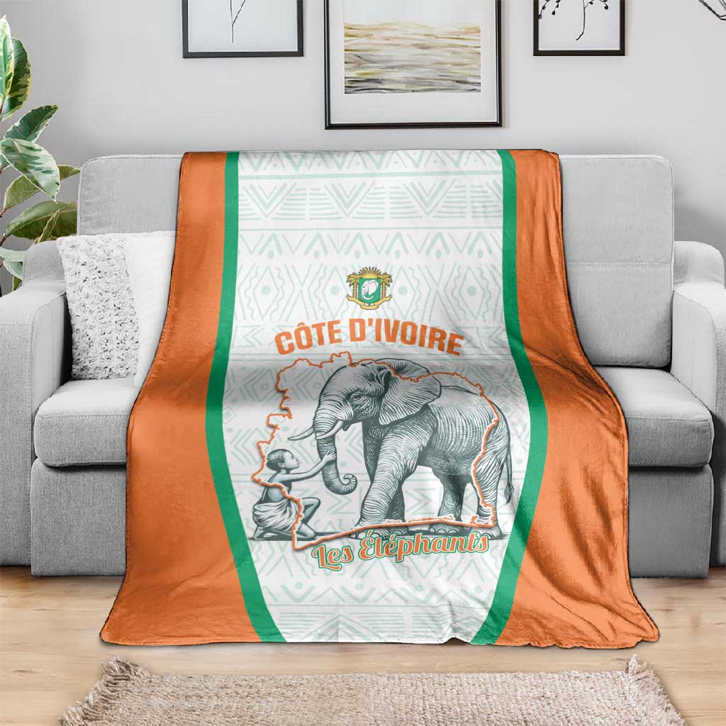 Ivory Coast Football Blanket 2026 Cote d'Ivoire Les Elephants White Version - Wonder Print Shop