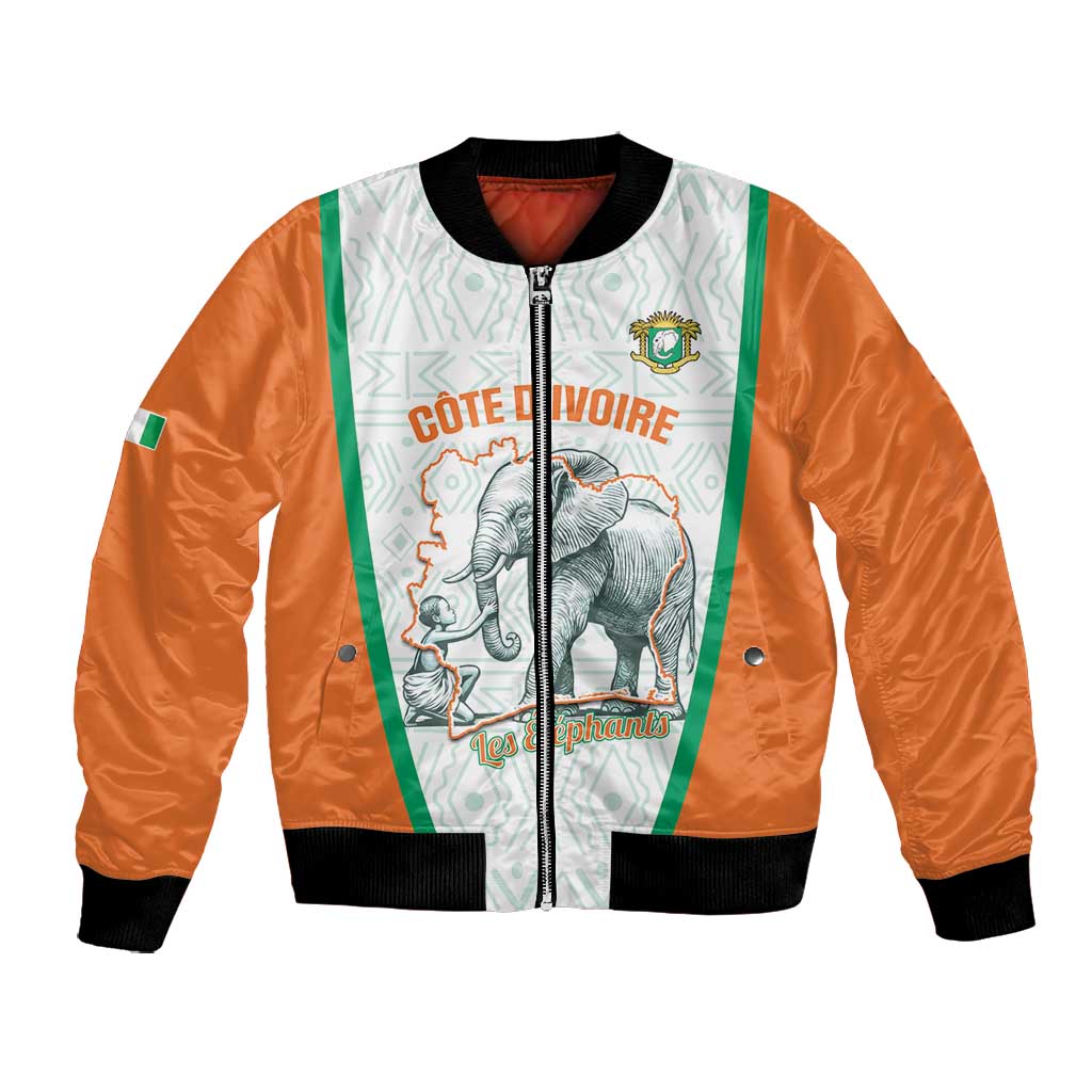 Custom Ivory Coast Football Bomber Jacket 2026 Cote d'Ivoire Les Elephants White Version - Wonder Print Shop