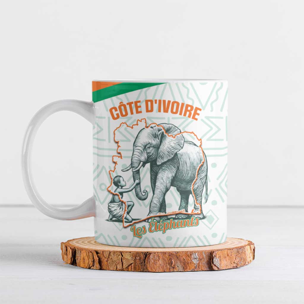 Custom Ivory Coast Football Ceramic Mug 2026 Cote d'Ivoire Les Elephants White Version - Wonder Print Shop