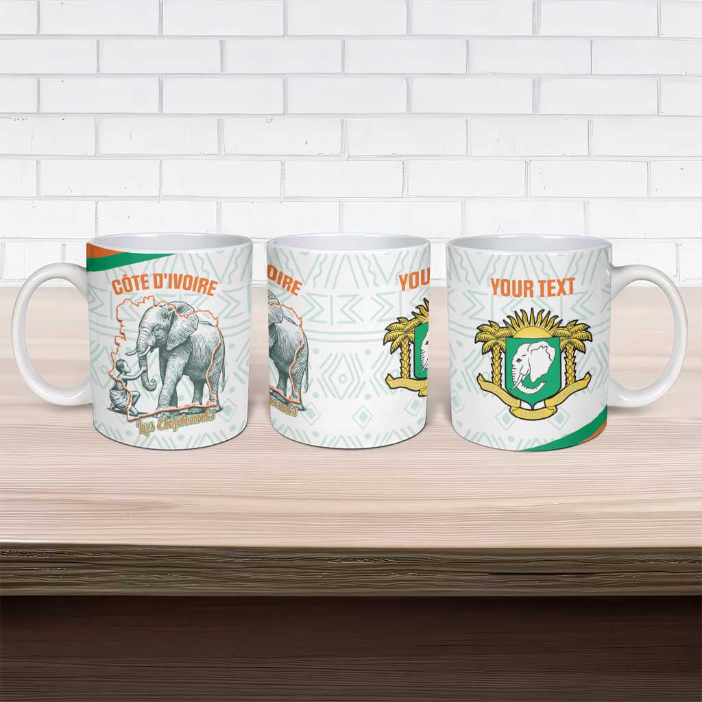 Custom Ivory Coast Football Ceramic Mug 2026 Cote d'Ivoire Les Elephants White Version - Wonder Print Shop