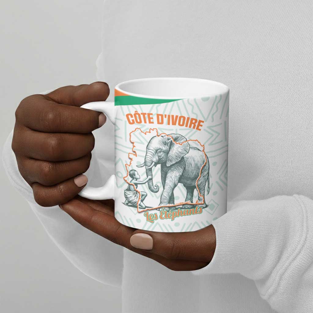 Custom Ivory Coast Football Ceramic Mug 2026 Cote d'Ivoire Les Elephants White Version - Wonder Print Shop