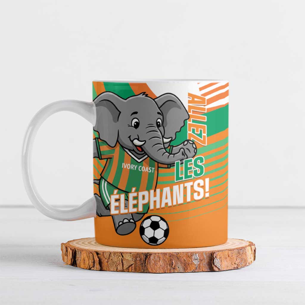Custom Ivory Coast Football Ceramic Mug 2026 Allez Les Elephants Cute Mascot - Wonder Print Shop