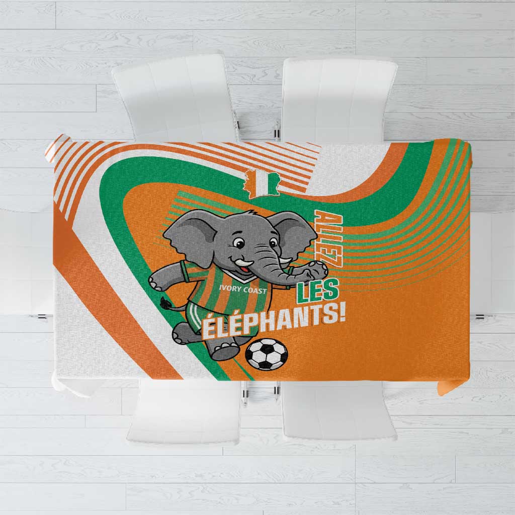 Ivory Coast Football Tablecloth 2026 Allez Les Elephants Cute Mascot - Wonder Print Shop