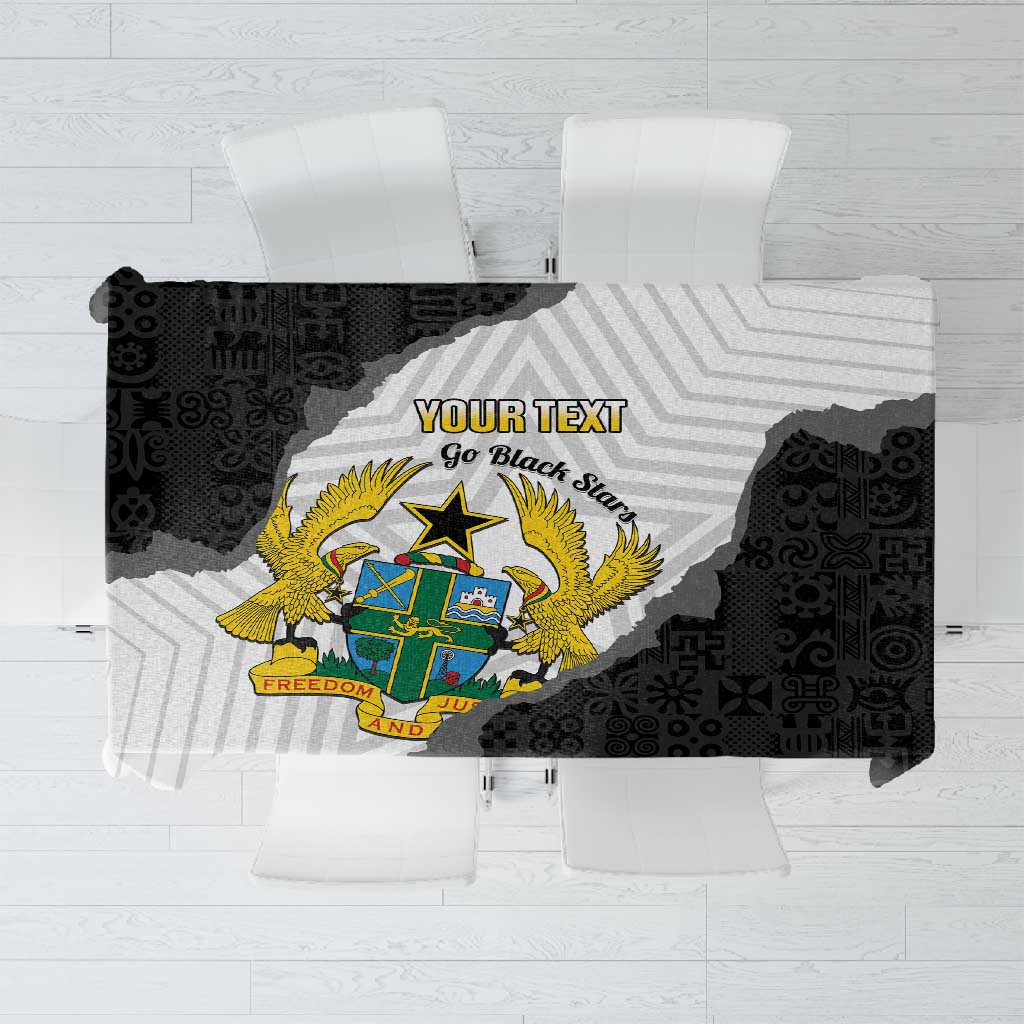 Custom Ghana Football Tablecloth 2026 Go Black Stars Black Adinkra Pattern - Wonder Print Shop