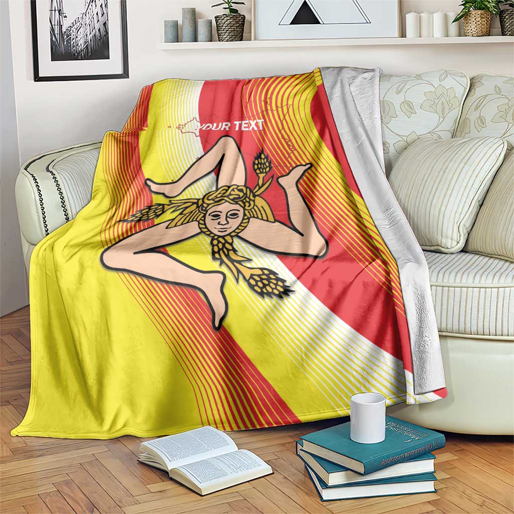 Personalized Sicilia La Trinacria Blanket Sicilian Map Flag Color