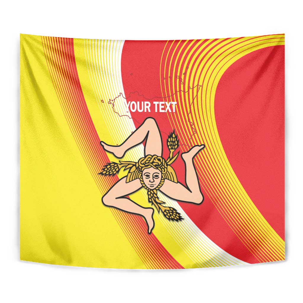 Personalized Sicilia La Trinacria Tapestry Sicilian Map Flag Color