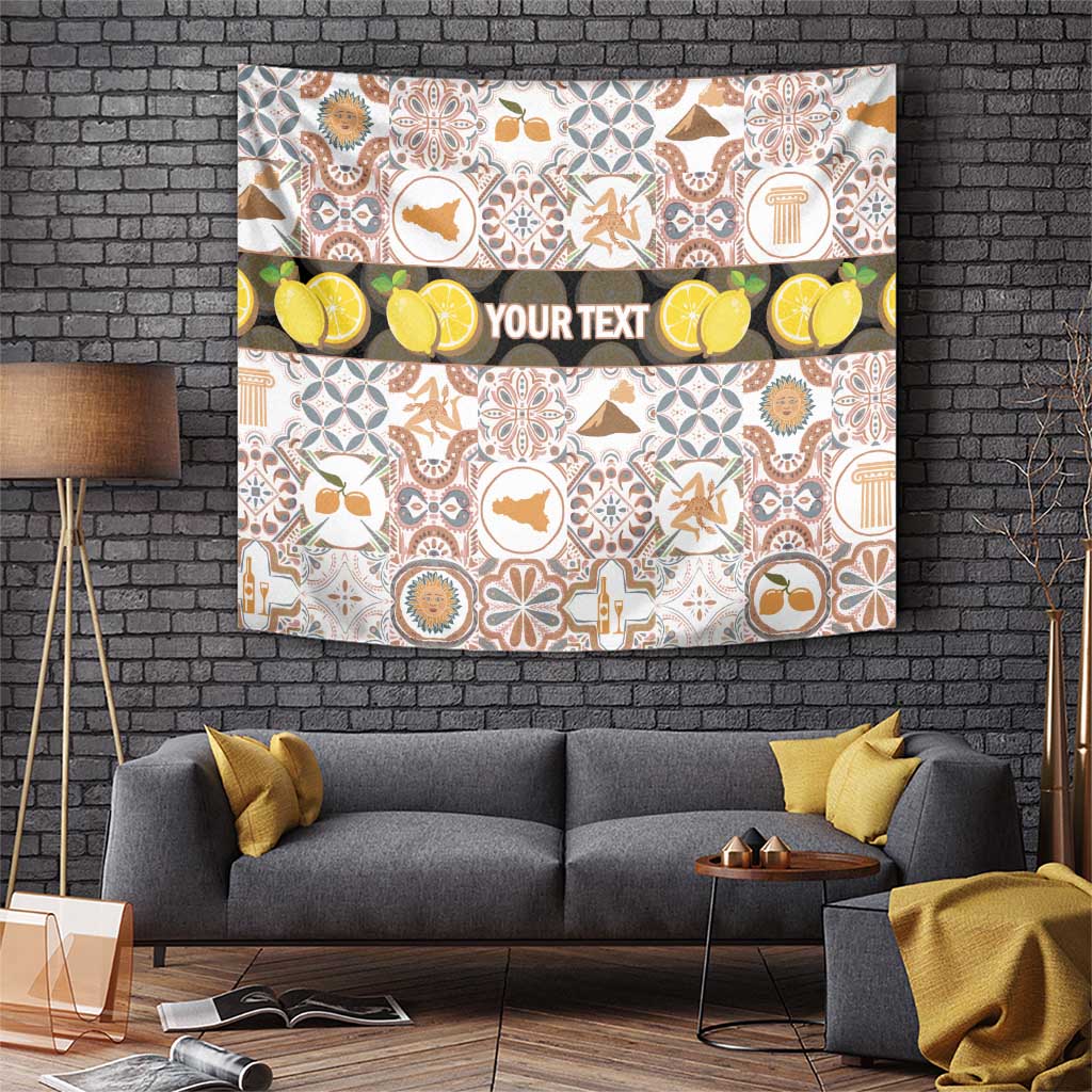 Personalized Sicilia National Symbols With Mosaic Motifs Tapestry