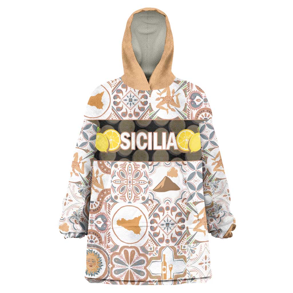 Personalized Sicilia National Symbols With Mosaic Motifs Wearable Blanket Hoodie