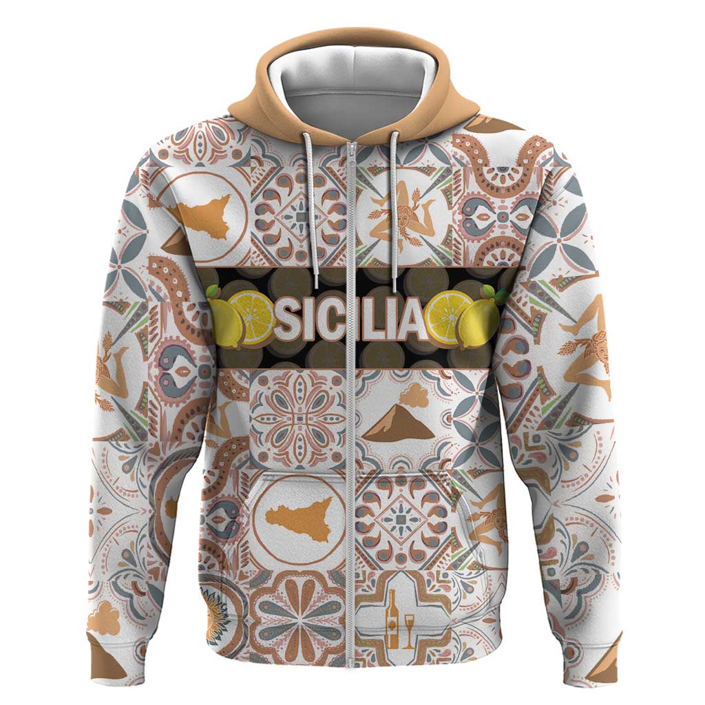 Personalized Sicilia National Symbols With Mosaic Motifs Zip Hoodie