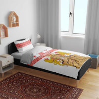 Personalised Georgia Independence Day Bedding Set Sameba Cathedral Borjgali Folk Pattern