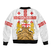 Personalised Georgia Independence Day Bomber Jacket Sameba Cathedral Borjgali Folk Pattern