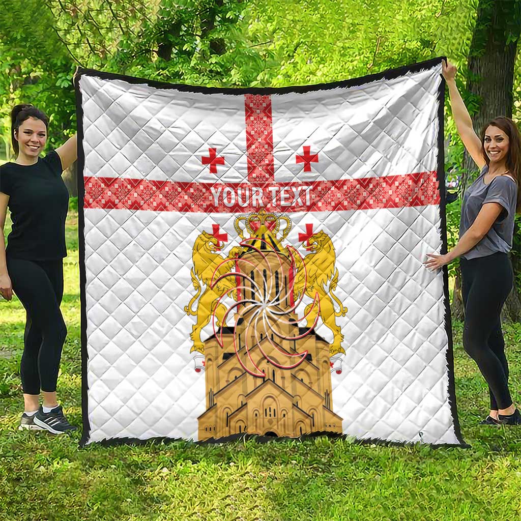 Personalised Georgia Independence Day Quilt Sameba Cathedral Borjgali Folk Pattern
