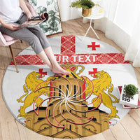 Personalised Georgia Independence Day Round Carpet Sameba Cathedral Borjgali Folk Pattern