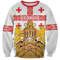 Personalised Georgia Independence Day Sweatshirt Sameba Cathedral Borjgali Folk Pattern