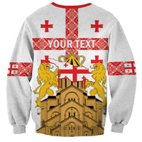 Personalised Georgia Independence Day Sweatshirt Sameba Cathedral Borjgali Folk Pattern