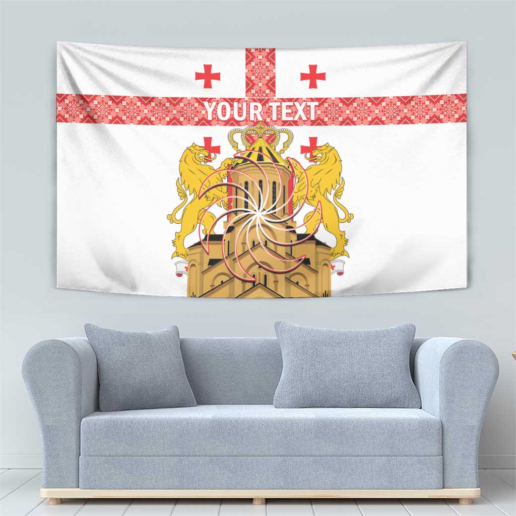 Personalised Georgia Independence Day Tapestry Sameba Cathedral Borjgali Folk Pattern