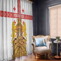 Personalised Georgia Independence Day Window Curtain Sameba Cathedral Borjgali Folk Pattern