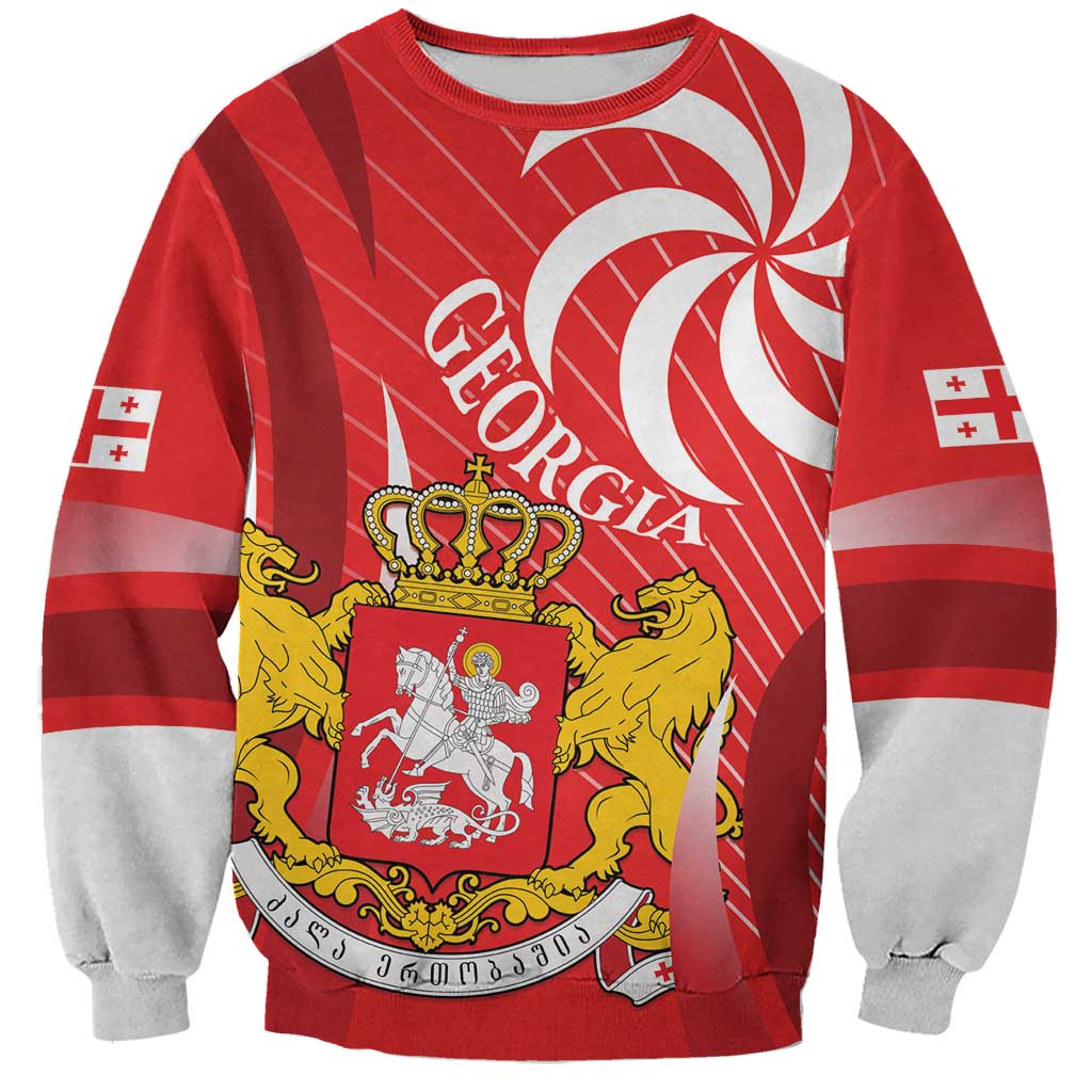 Georgia Independence Day Sweatshirt Borjgalo With Coat Of Arms