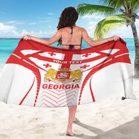 Georgia football sarong draped across back in red and white with “YOUR TEXT” and crest