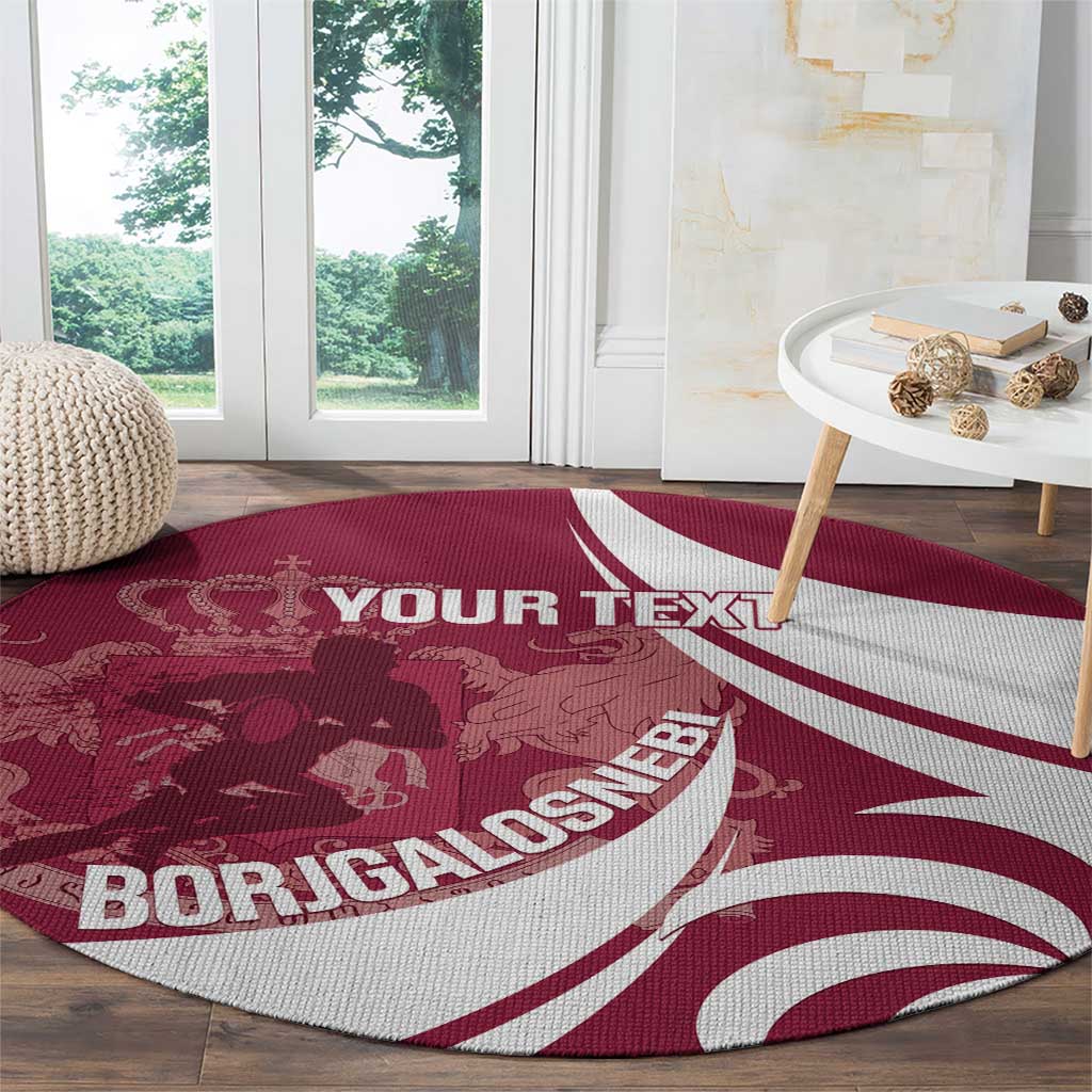 Custom Georgia Rugby Round Carpet Go Borjgalosnebi