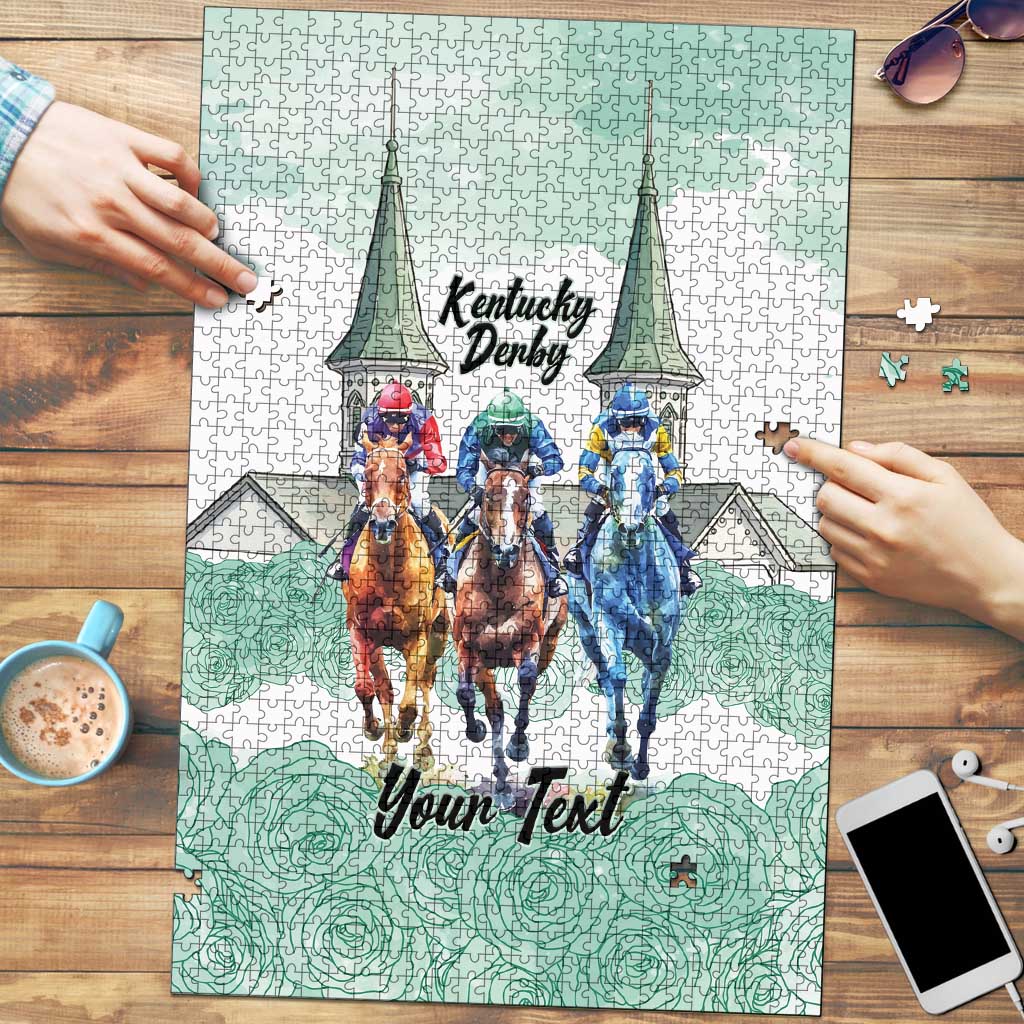Kentucky Horse Racing Personalized Puzzle Churchill Downs Roses Pastel Green