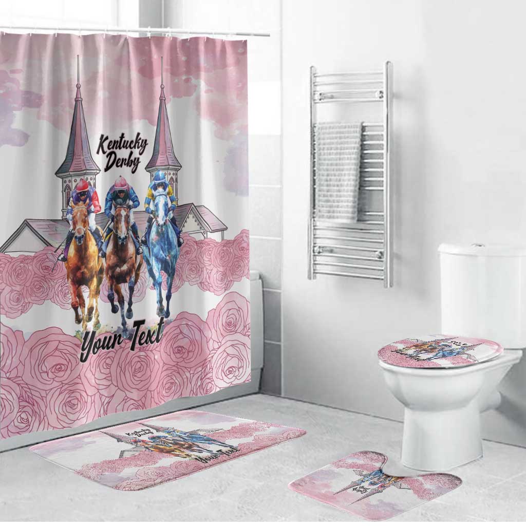 Kentucky Horse Racing Personalized Bathroom Set Churchill Downs Roses Pastel Pink