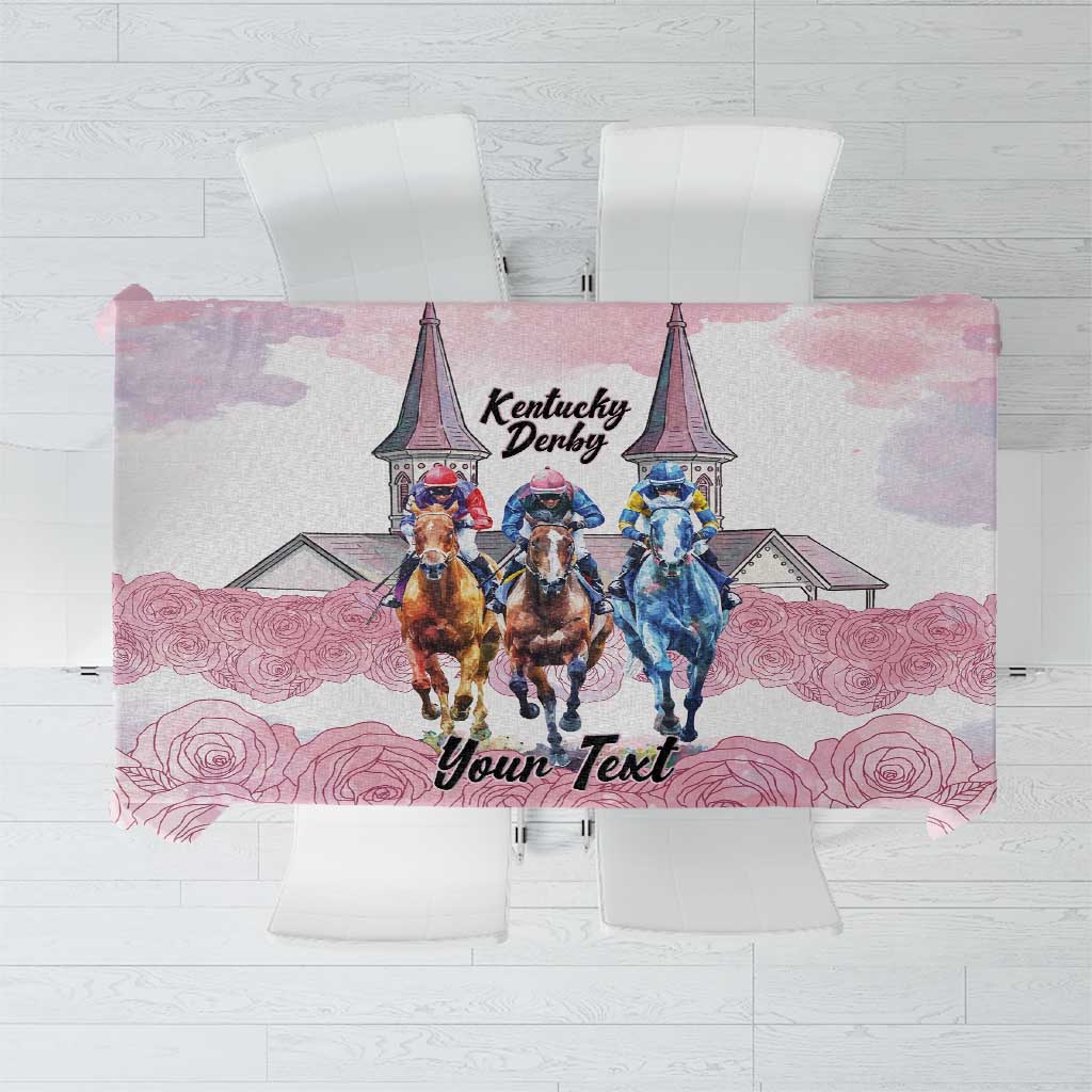 Kentucky Horse Racing Personalized Tablecloth Churchill Downs Roses Pastel Pink