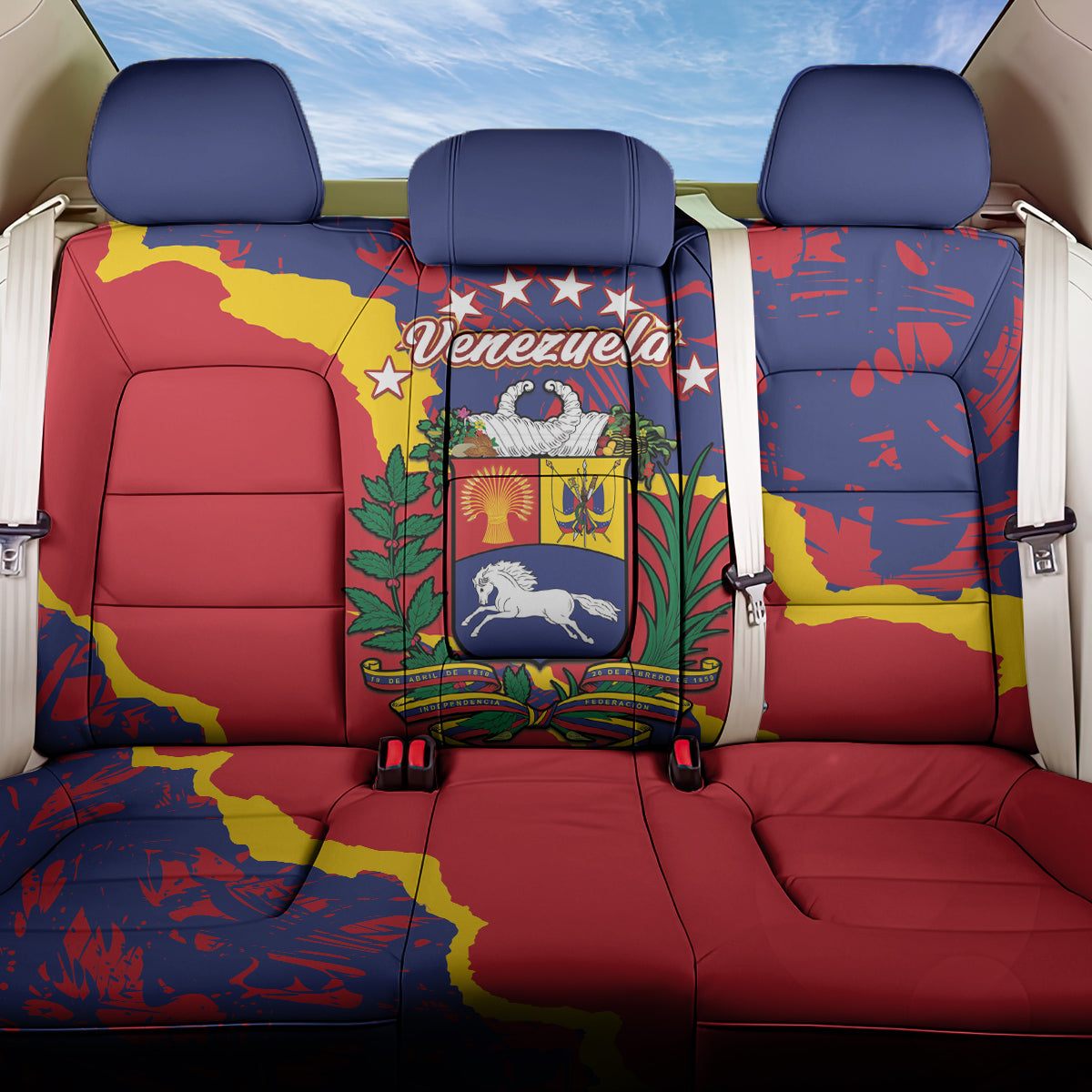 Venezuela Independence Day Back Car Seat Cover Feliz Dia de la Independencia Grunge Style - Wonder Print Shop