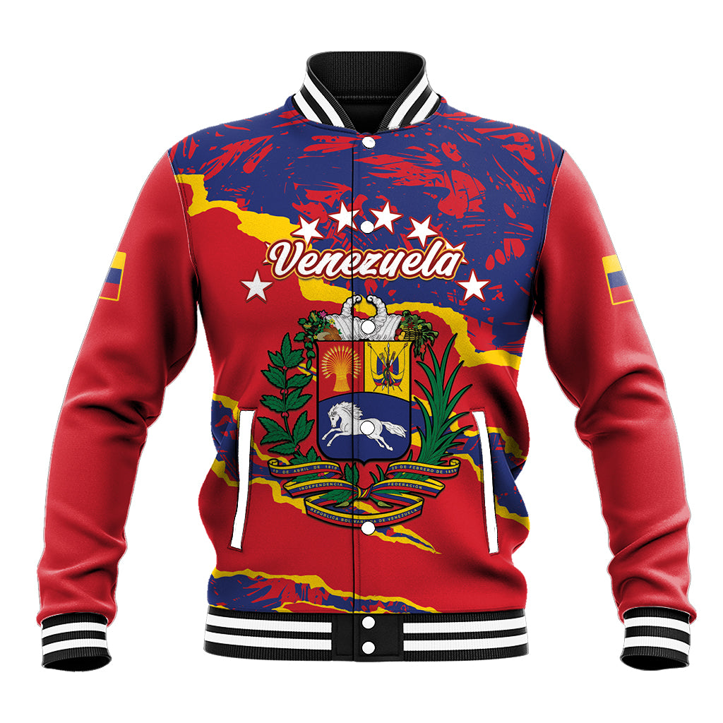 Venezuela Independence Day Baseball Jacket Feliz Dia de la Independencia Grunge Style - Wonder Print Shop