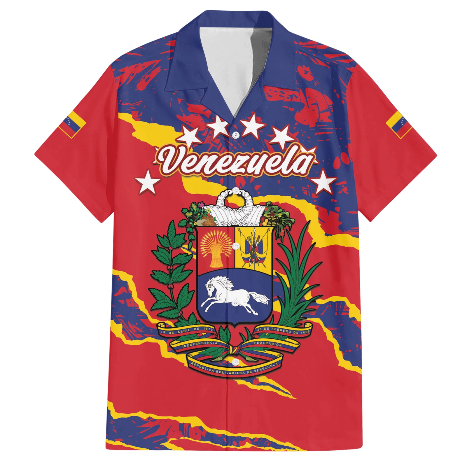 Venezuela Independence Day Hawaiian Shirt Feliz Dia de la Independencia Grunge Style - Wonder Print Shop