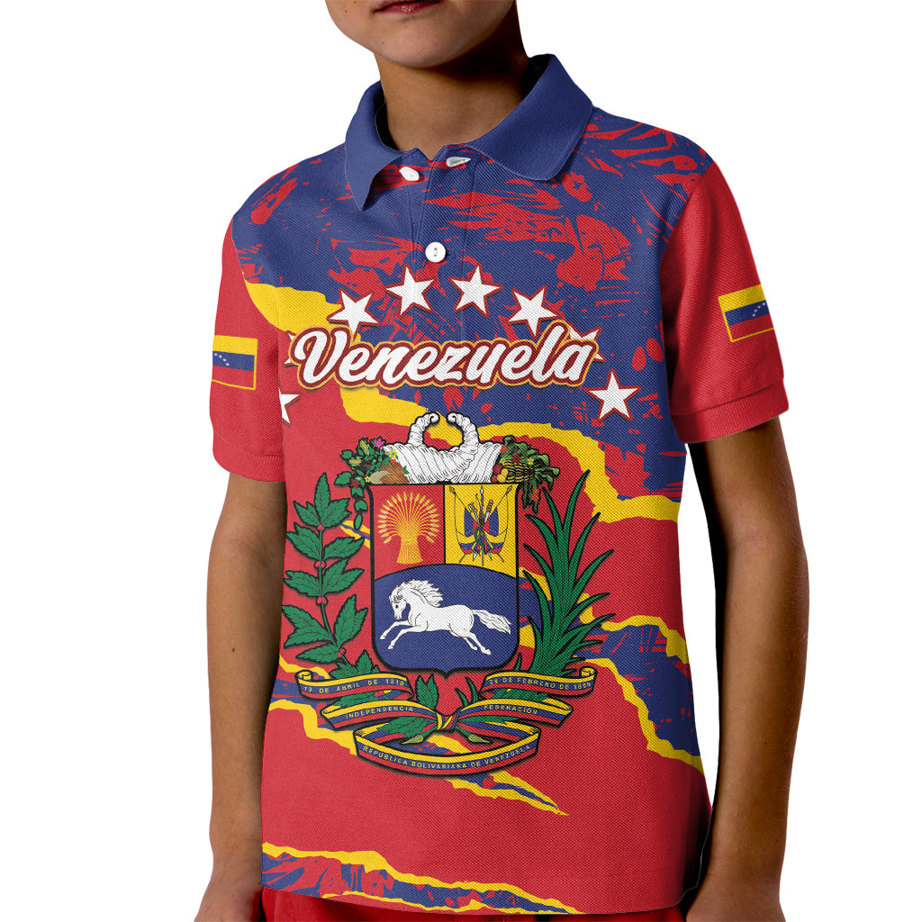 Venezuela Independence Day Kid Polo Shirt Feliz Dia de la Independencia Grunge Style - Wonder Print Shop