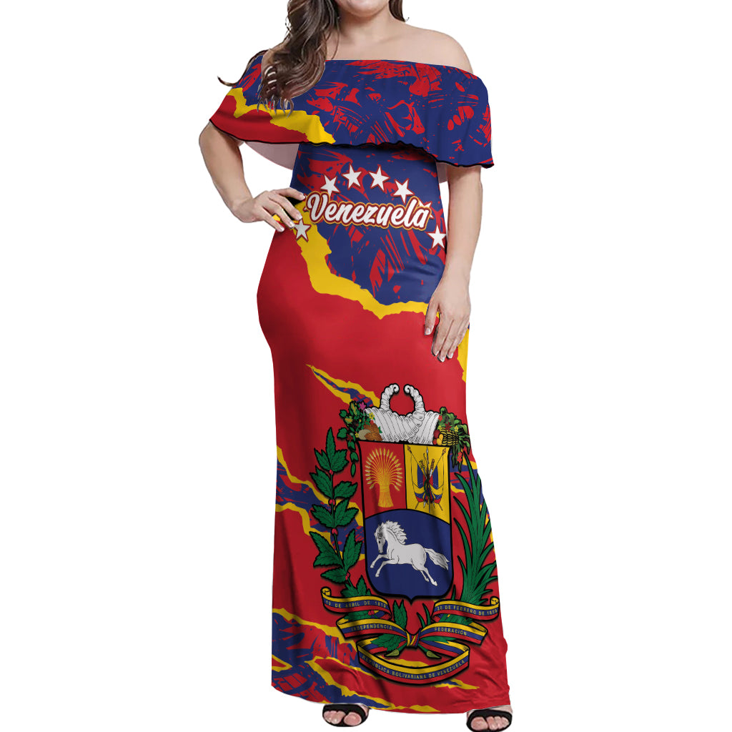 Venezuela Independence Day Off Shoulder Maxi Dress Feliz Dia de la Independencia Grunge Style - Wonder Print Shop