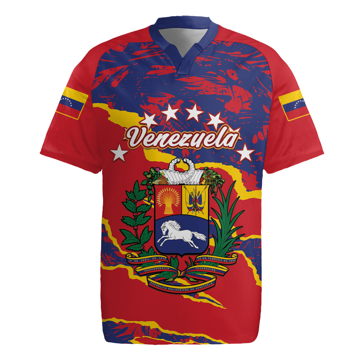 Venezuela Independence Day Rugby Jersey Feliz Dia de la Independencia Grunge Style - Wonder Print Shop